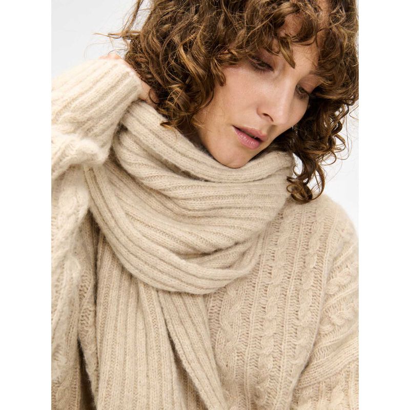 Veronika Maine Fawn Chunky Alpaca Merino Scarf image number 2